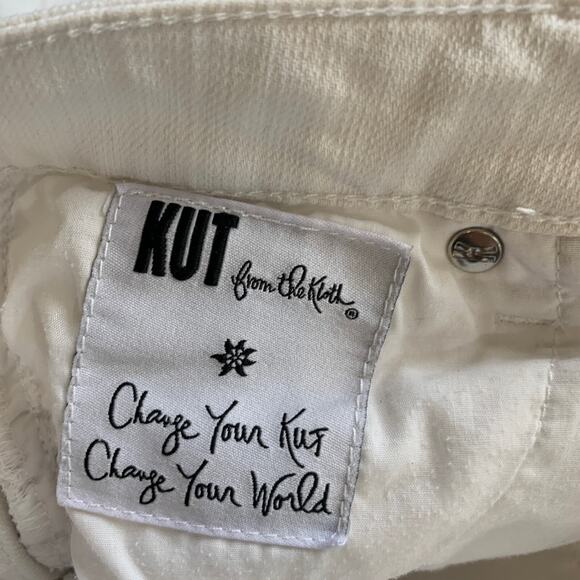 Kut From The Kloth Shorts 0 White Denim Bermuda Zip Fly Clam Diggers Pockets - Picture 10 of 14